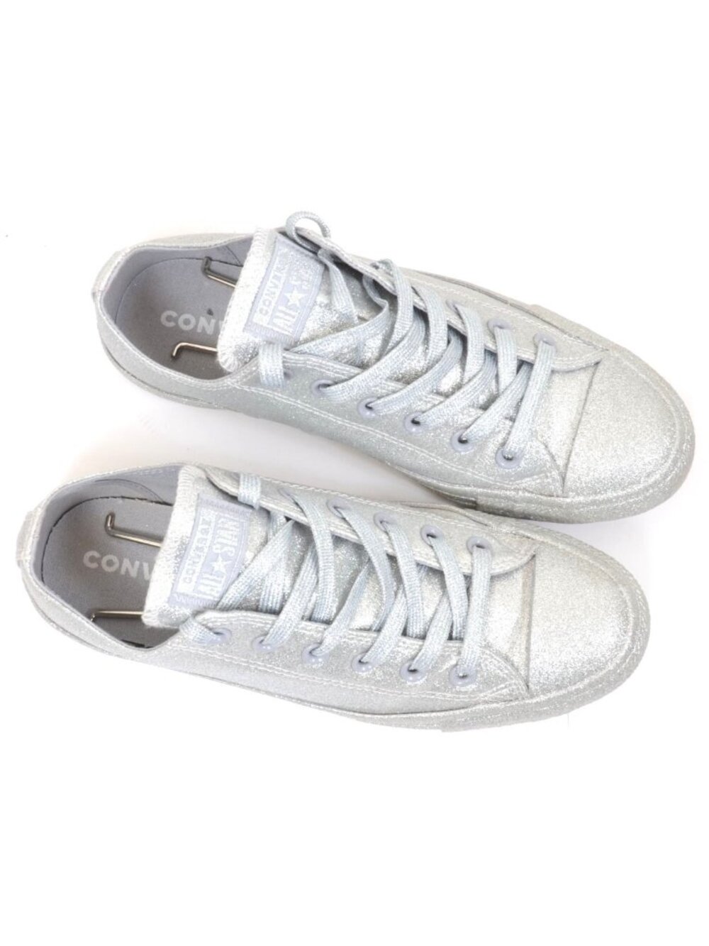 Converse Chuck Taylor All Star Sneakers Silver Glitter Men's 7 Women's 9 Lo Top - Picture 2 of 8